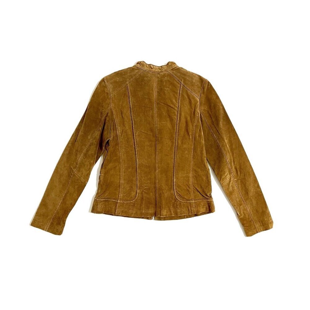 Bernardo Brown Suede Leather Racer Jacket SZ M - Picture 3 of 11